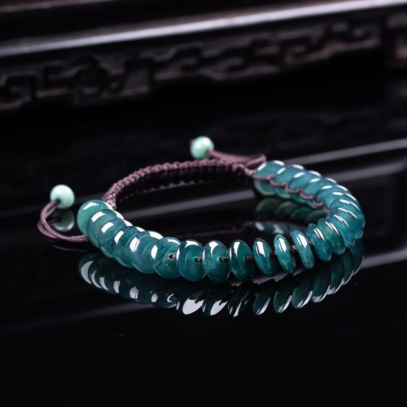 The Jewelry & Watches - Натуральный браслет из бусин изумрудно-голубого жадеита