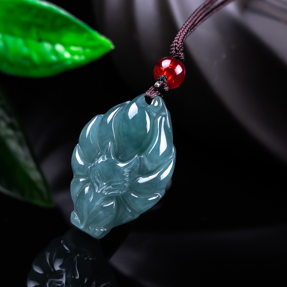 The Jewelry & Watches - Натуральный бирманский нефритовый кулон-лиса, винтажные аксессуары,