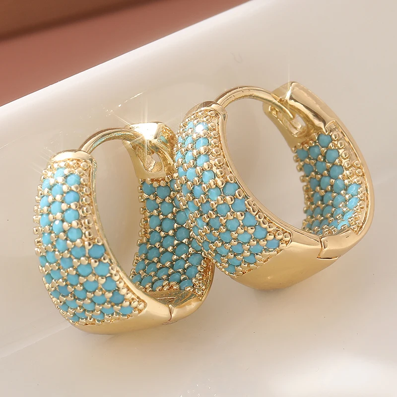 Turquoise Stone Ring - Модные серьги-кольца с бирюзовыми камнями и