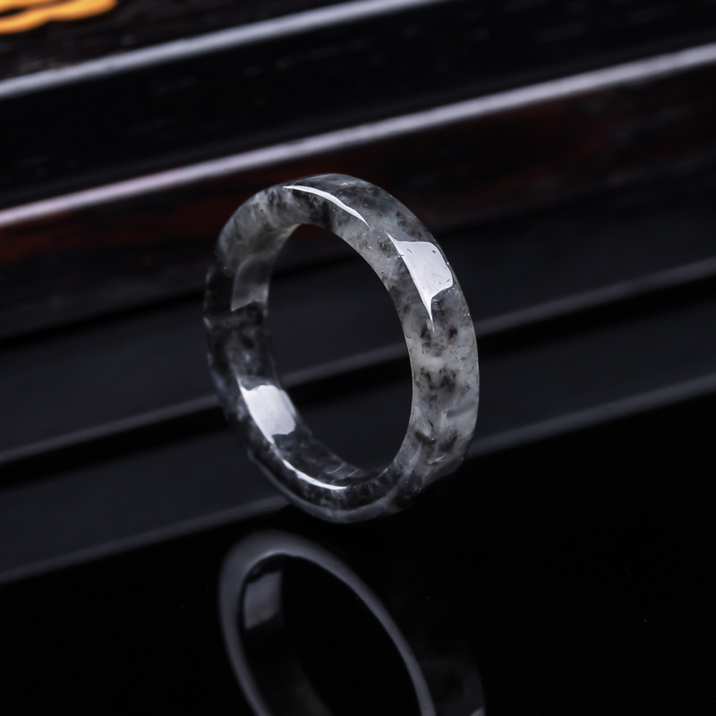The Jewelry & Watches - Натуральное бирманское кольцо из черного жадеита